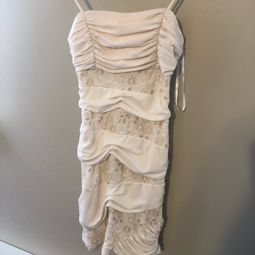 White and gold fitted dress